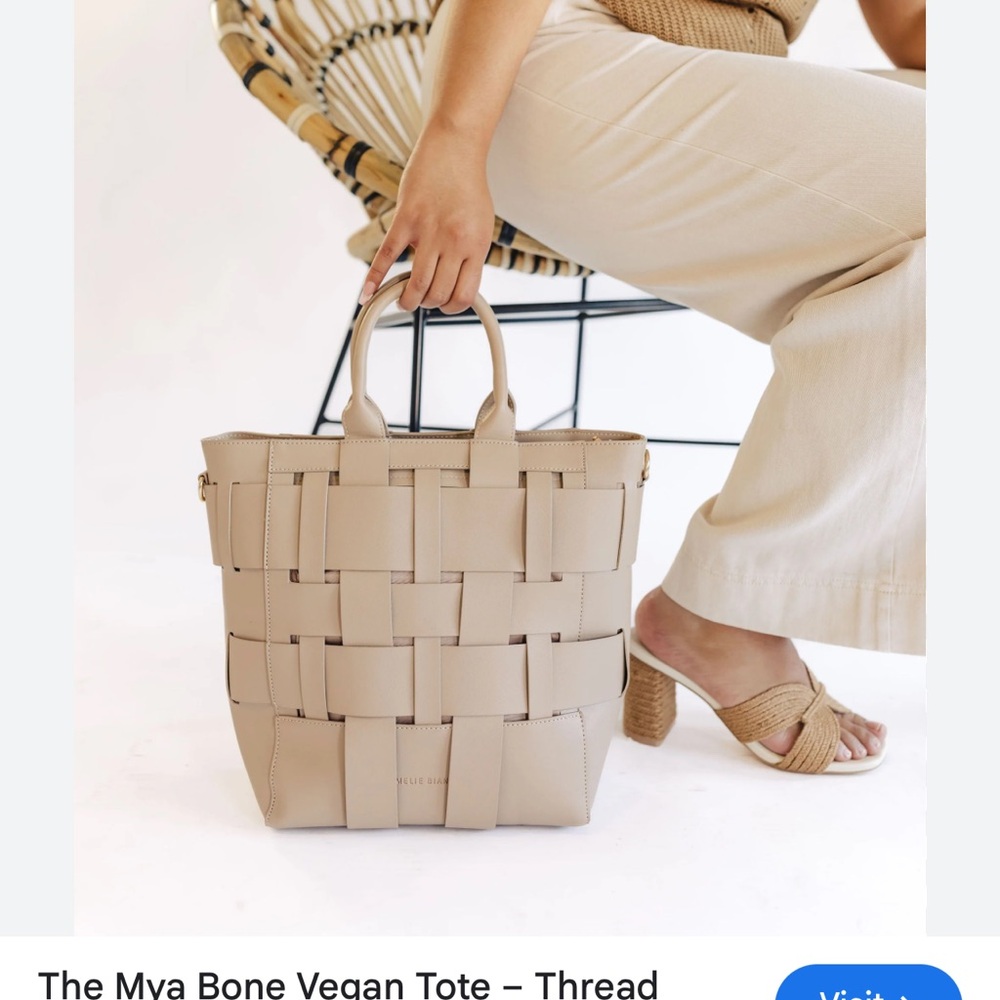 Melie Bianco Vegan Bone Large Tote New